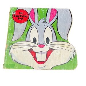 🐰 Vintage Bugs Bunny Shaped Book Warner Bros Retro Childrens Cartoon Storybook